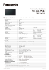 Panasonic TH-70LF50U Specification
