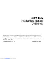 Acura 2009 TSX Navigation Manual