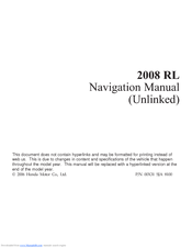 Acura 2008 RL Navigation Manual