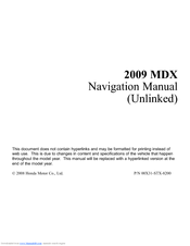 Acura 2009 MDX Navigation System Navigation Manual