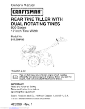 Craftsman 29918 - 17 in. Dual Rear Tine Tiller-CA Model Owner's Manual