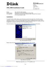 D-Link DSL-100D - 8 Mbps DSL Modem Installation Manual