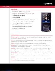 Sony NWZ-E345 - 16gb Walkman Digital Music Player Specifications