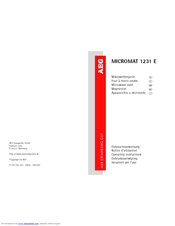 AEG MICROMAT 1231 E Operating Instructions Manual