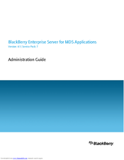 Blackberry Enterprise Server For MDS Administration Manual