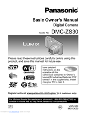 Panasonic DMC-ZS30S Basic Owner's Manual