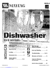 Maytag MDB9601AWB - Jetclean II Undercounter Dishwasher Use And Care Manual