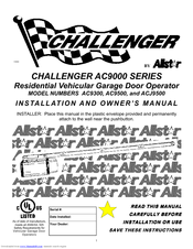 Allstar CHALLENGER ACJ9500 Installation And Owner's Manual