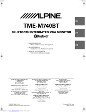 Alpine TME-M740BT Owner's Manual