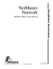 Alliance Laundry Systems NK100 Installation Instructions Manual