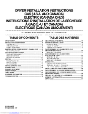 Maytag MGDE300VF - Performance Series 27-in Gas Dryer Installation Instructions Manual