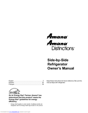 Amana Distinction Owner's Owner's Manual