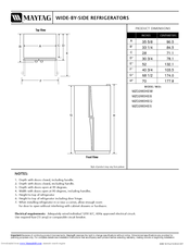 Maytag MZD2663KEB - Wide-By-Side Refrigerator Dimensions