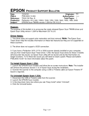 Epson Perfection 1240 Product Support Bulletin