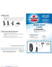 Bissell Lift-Off Steam Mop 39W7 Quick Start Manual