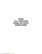 Ryobi BTS16 Repair Sheet
