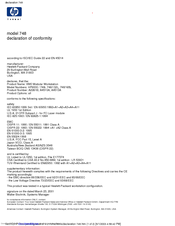 HP Model 748 - VME Workstation Declaration Of Conformity