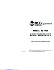 Bell Sonecor BE-3850 Installation And Operating Manual