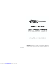 Bell Sonecor BE-3850 Installation And Operating Manual