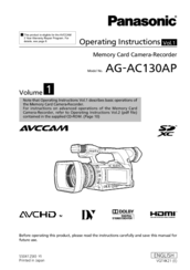 Panasonic AVCCAM AG-AC130A Operating Instructions Manual
