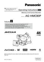 Panasonic AVCCAM AG-HMC80 Series Operating Instructions Manual