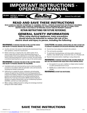 Air King EXHAUST FANS AKF80LS Operating Manual