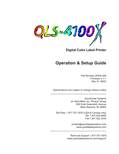 QuickLabel Systems QLS-4100X Operation & Setup Manual