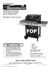Kenmore 464311009 - 596 sq. in 3 Burner Gas Grill Use And Care Manual