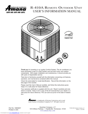 Amana R 410a User S Information Manual Pdf Download Manualslib