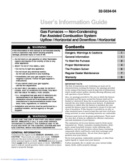 American Standard Gas Furnaces User S Information Manual Pdf Download Manualslib