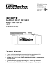 Chamberlain Liftmaster Security 1265 267 1 2 Hp Manuals Manualslib
