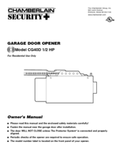 Chamberlain Garage Door Opener Manual 045act