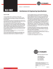 Crown XLS 802 Manuals | ManualsLib