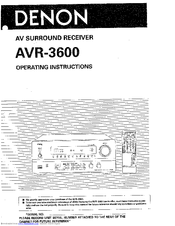 Denon AVR-3600 Manuals | ManualsLib