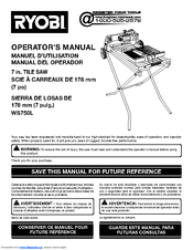 Ryobi WS750L Manuals | ManualsLib