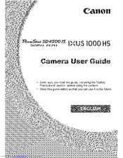 Canon POWERSHOT SD4500 IS Manuals | ManualsLib