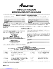 Amana WASHER Manuals | ManualsLib