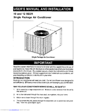 Nordyne P3ra 030k User S Manual And Installation Pdf Download Manualslib