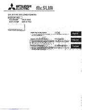 Mitsubishi electric Mr. Slim MS-A12WA Manuals | ManualsLib