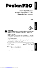 Poulan pro 295 Manuals | ManualsLib