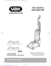 Support Vax Rapide Xl Pro Carpet Cleaner V 027pt