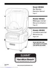 Hamilton beach HBH850 - 64 oz Commercial Blender Manuals | ManualsLib