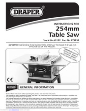 Draper 254mm Table Saw Instructions Manual Pdf Draper 254mm Table Saw Instructions