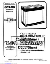 Kenmore Sears 758 144530 Owner S Manual Pdf Download