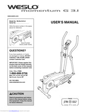 Weslo Momentum G 3 1 Elliptical Manual Pdf Download Manualslib
