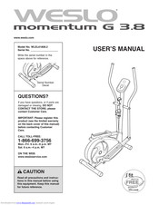 Weslo Momentum G 3 8 Elliptical Manual Pdf Download Manualslib