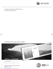 Myson Kickspace 500 Installation Amp Operation Manual Pdf