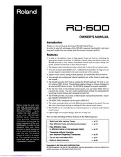 Roland Rd 600 Manuals Manualslib