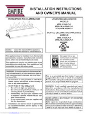 Empire Comfort Systems Vfil Series Manuals