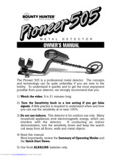 Bounty hunter PIONEER 505 Manuals | ManualsLib